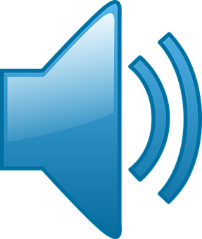 A Blue Speaker Icon With Waves