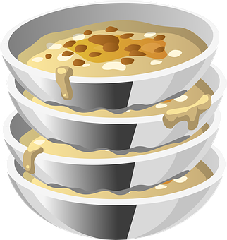 A Stack Of Bowls With Food In Them