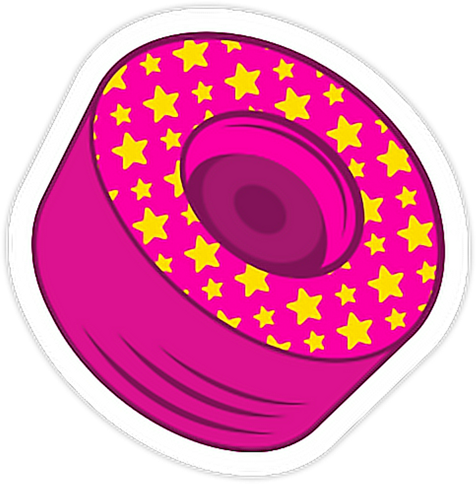 A Pink And Yellow Wheel With Yellow Stars
