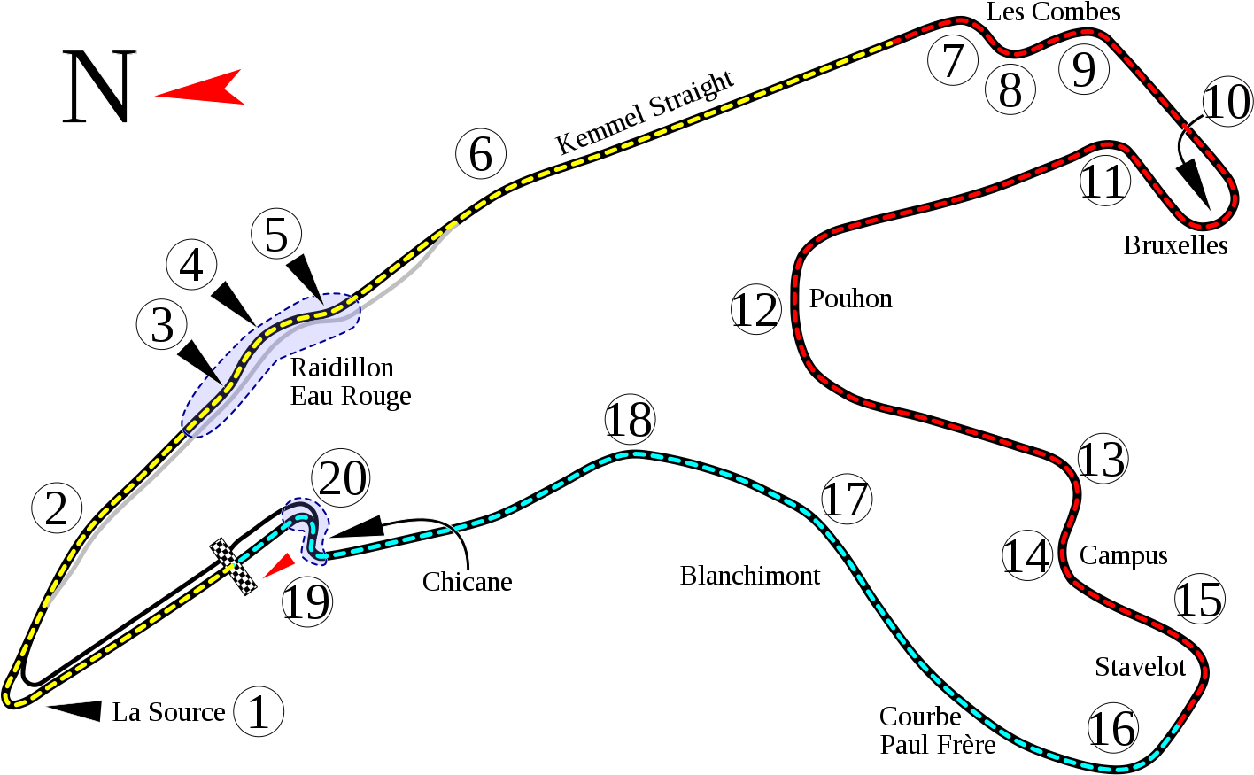 A Race Track Map With Text And Numbers