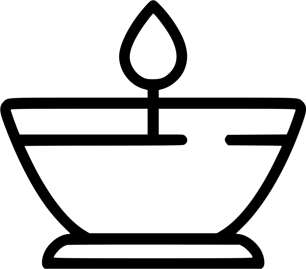 A Black And White Outline Of A Bowl With A Flame