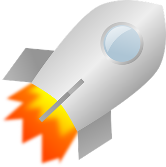 A White Rocket With Orange Flames