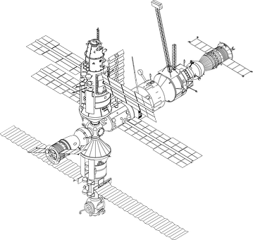 A Satellite In Space With Satellite Antennas
