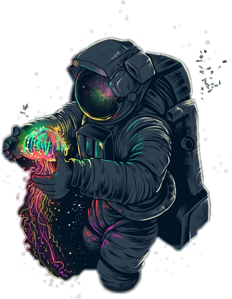A Cartoon Of An Astronaut Holding A Glowing Object