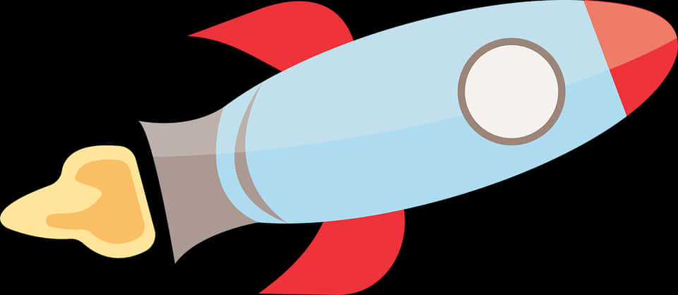 A Blue Rocket With Red Fins