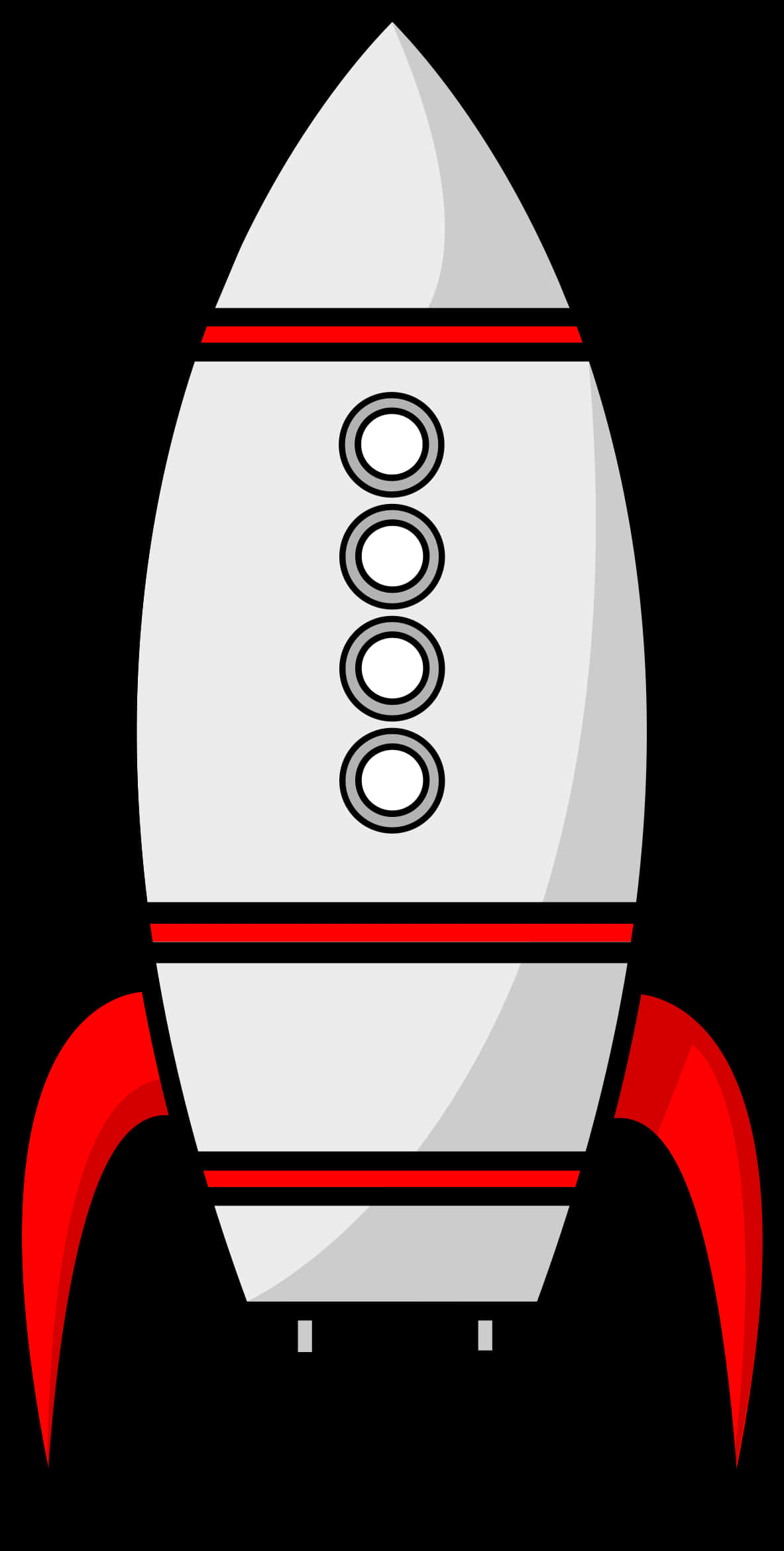 A Cartoon Rocket With Red And White Stripes