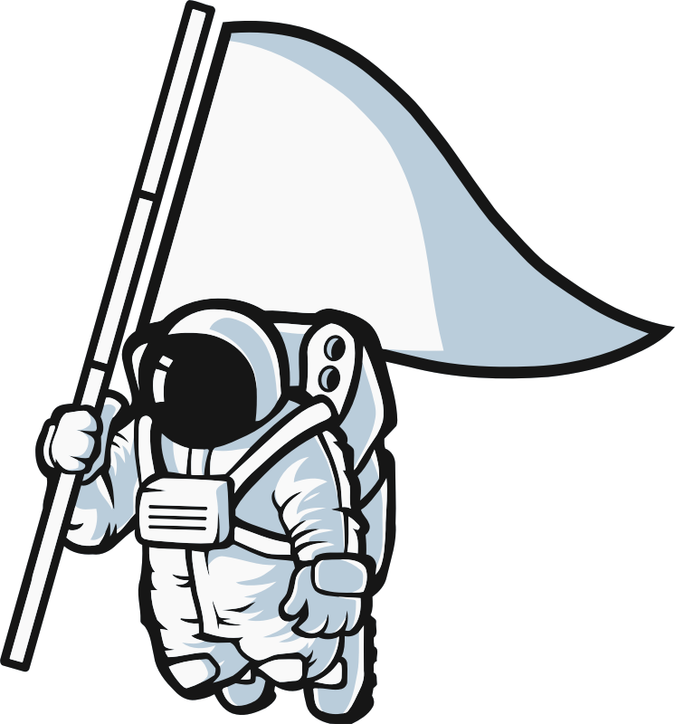 A Cartoon Of An Astronaut Holding A Flag