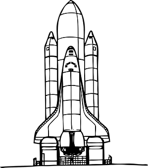 A Black And White Drawing Of A Space Shuttle