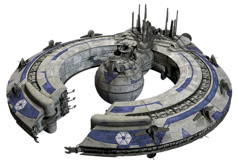 A Futuristic Spaceship With A Round Object