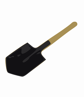 A Black Shovel With A Wooden Handle