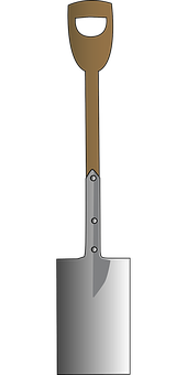 A Shovel With A Wooden Handle
