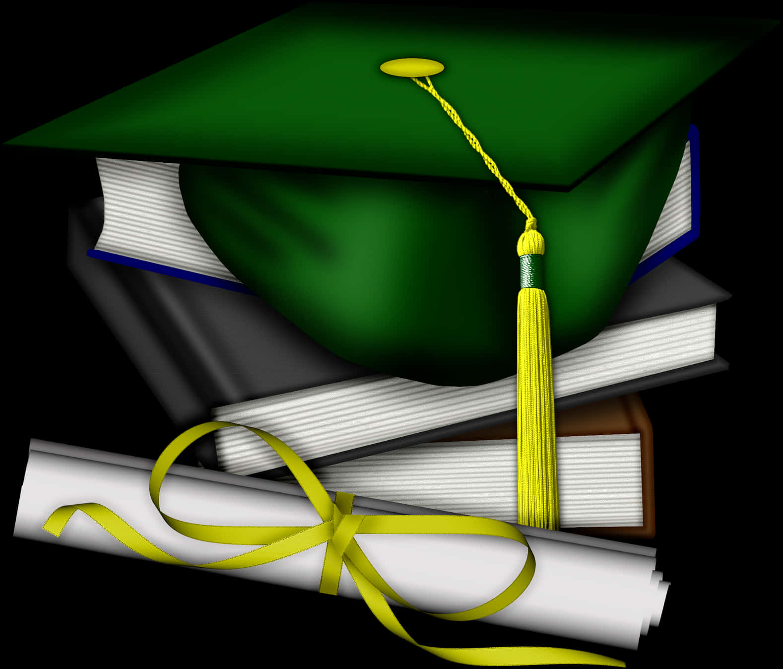 A Graduation Cap And Diploma On Top Of Books