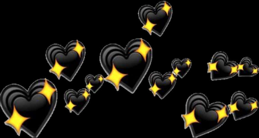 A Black Hearts With Yellow Stars