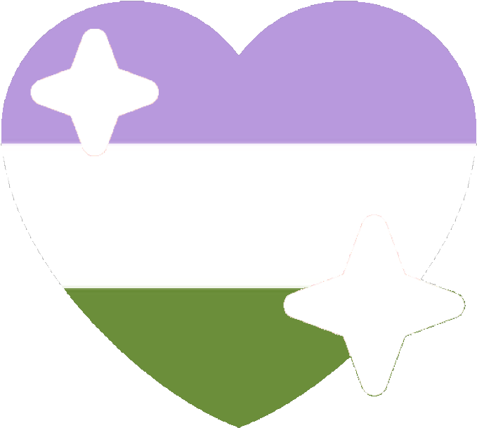 A Heart With White Stars And A Purple And Green Flag
