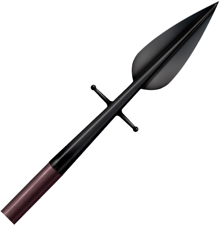 A Black Pointed Spear With A Brown Handle
