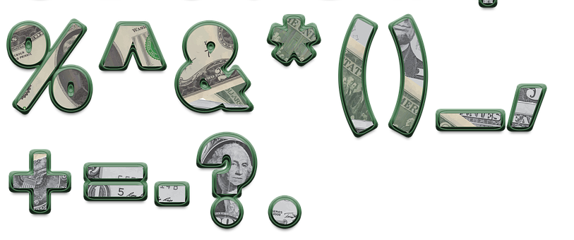 A Set Of Symbols Made Of Dollar Bills