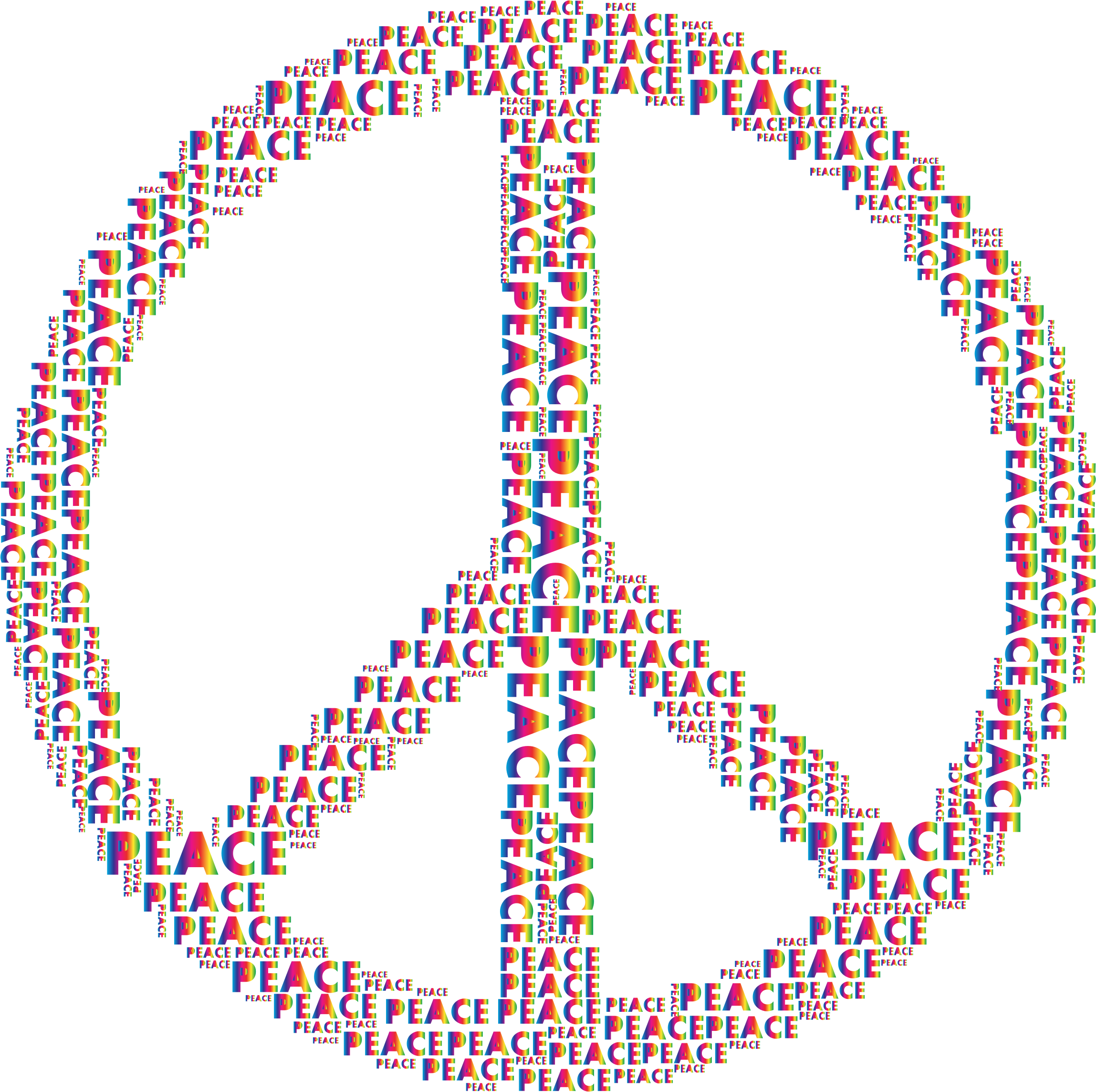 Spectrum Peace Sign Word Cloud No Background Clip Arts - Circle, Hd Png Download