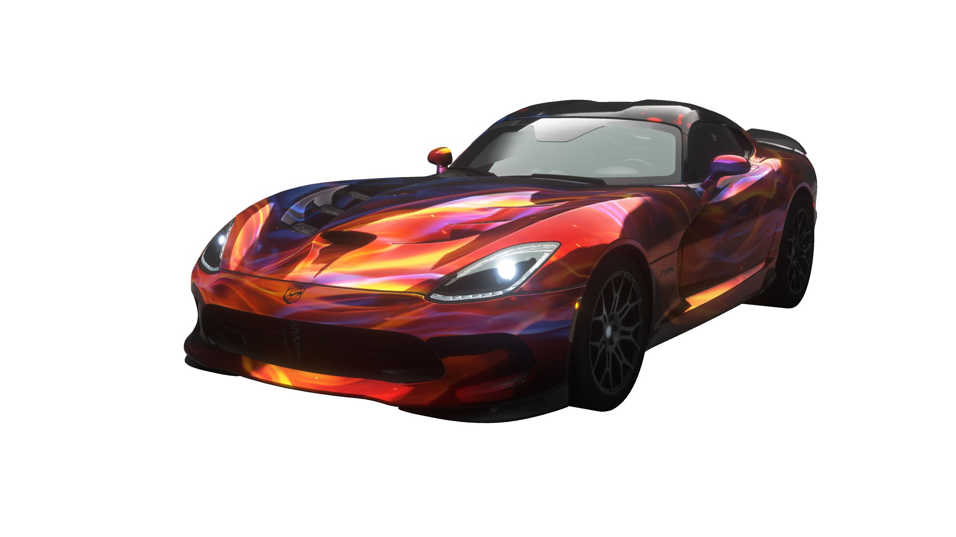 A Sports Car With A Flame Design
