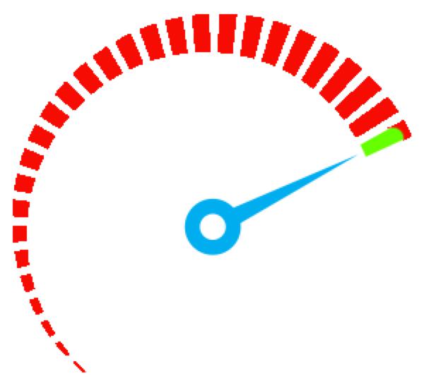 A Speedometer With A Blue Arrow