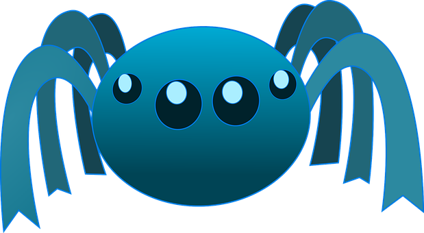 A Blue Cartoon Spider With Three Eyes
