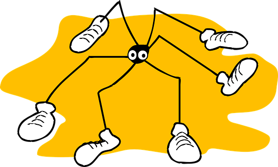 Cartoon Of A Spider With Legs And Legs On A Yellow Background