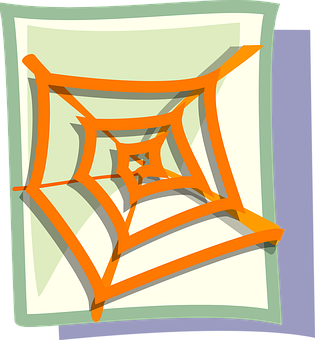 A Spider Web With Orange Lines