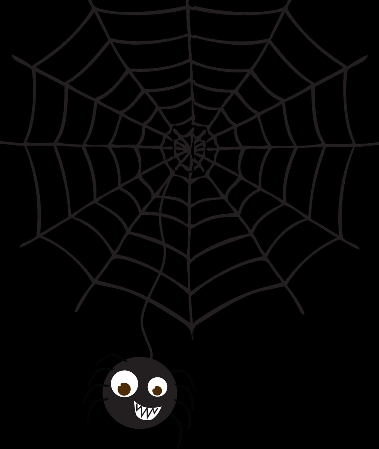 A Spider And Web With Eyes And Mouth