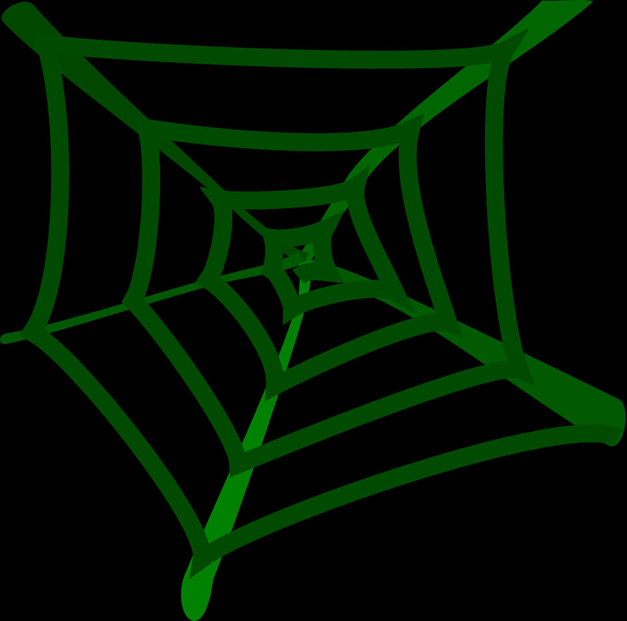 A Green Spider Web On A Black Background