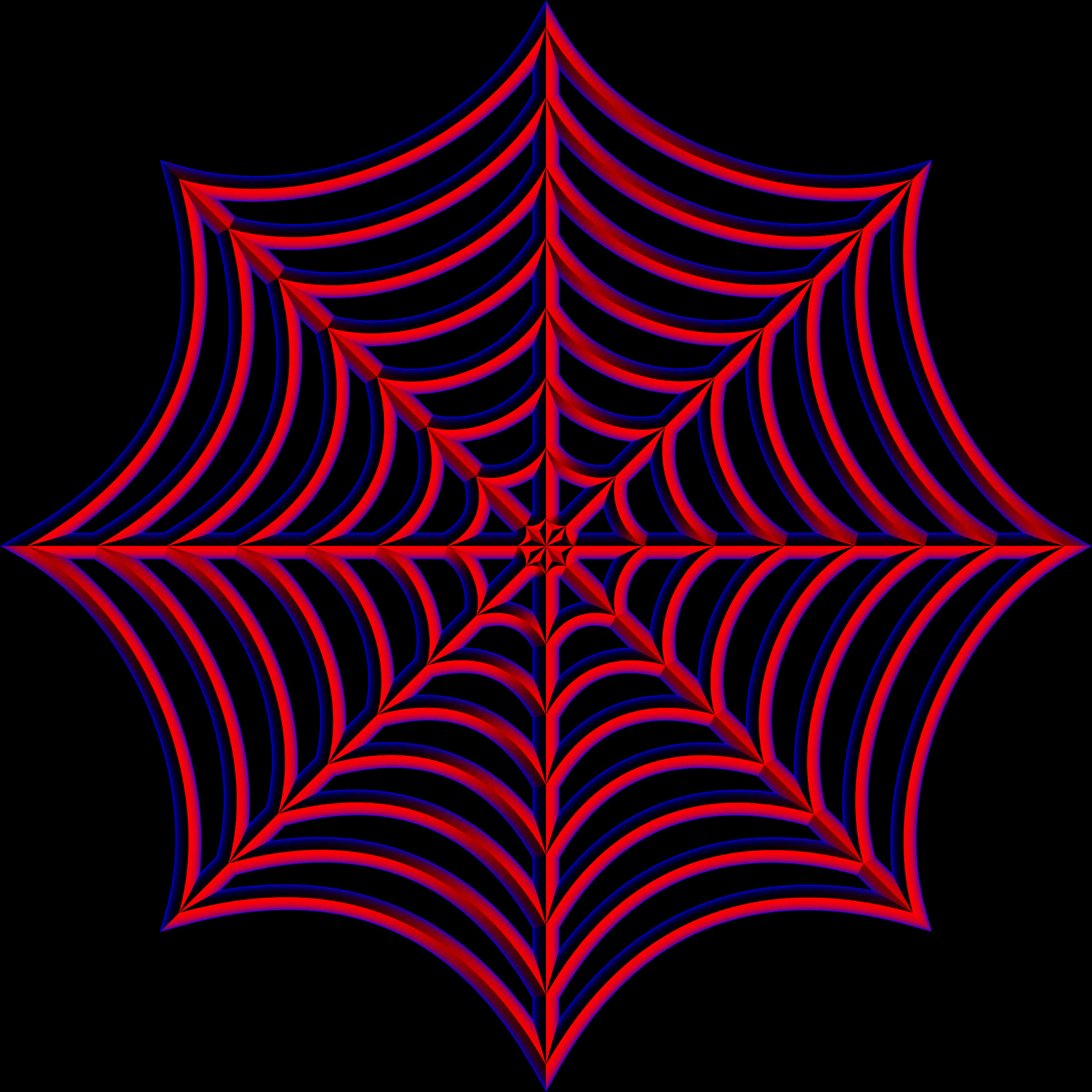 A Red And Blue Spider Web
