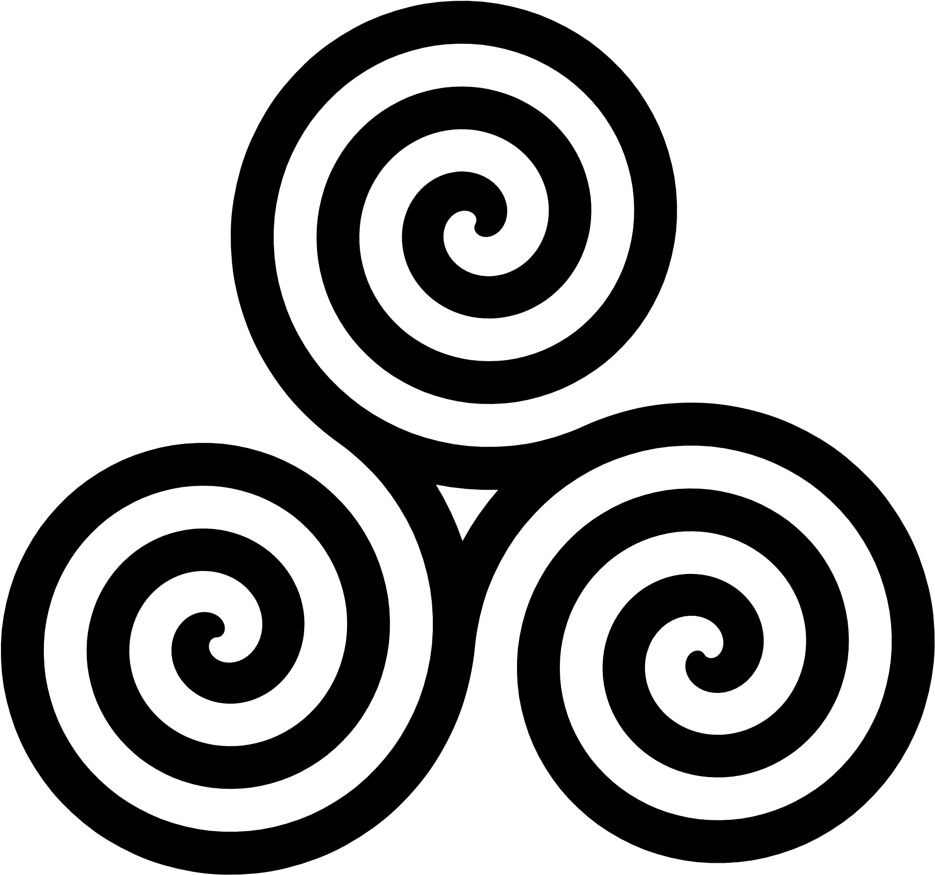 A Black And White Image Of A Triple Spiral