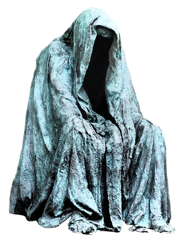 A Statue Of A Person Covered In A Hooded Cloth