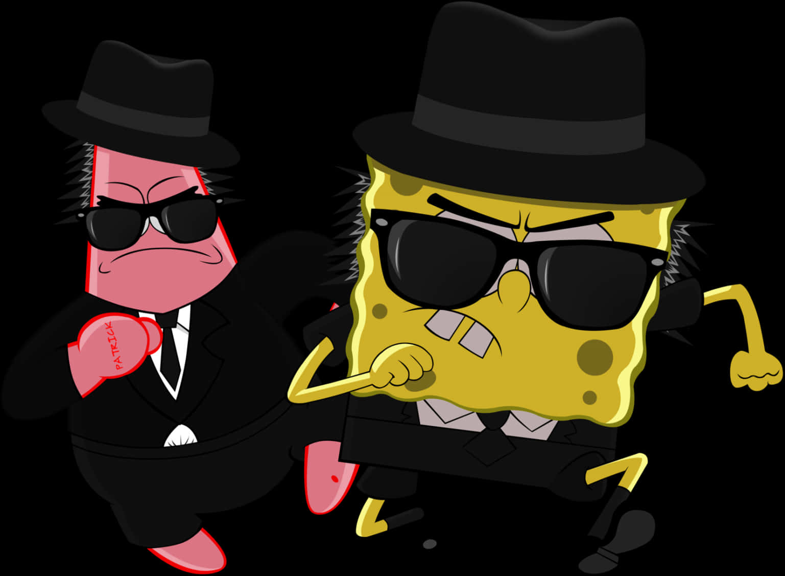 Cartoon Characters In Black Suits And Sunglasses