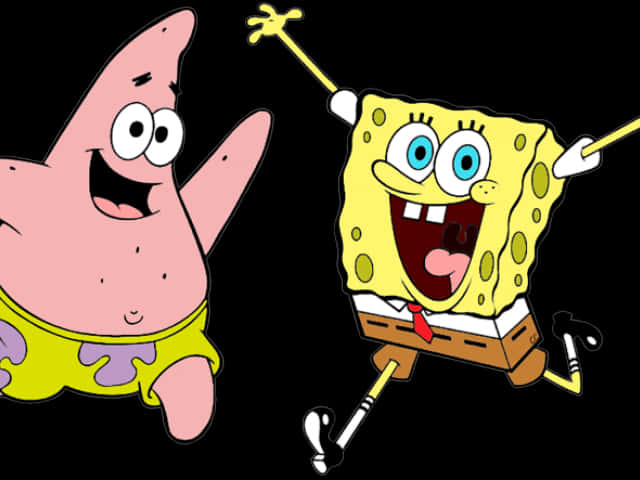 Cartoon Characters Of Spongebob And A Spongebob Squarepants