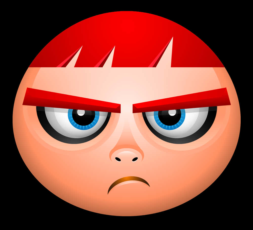 A Cartoon Face With Red Hair And Blue Eyes