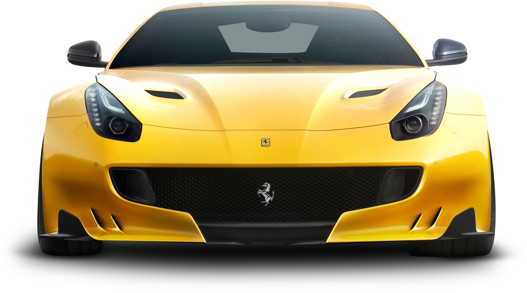 The Front Of A Yellow Sports Car