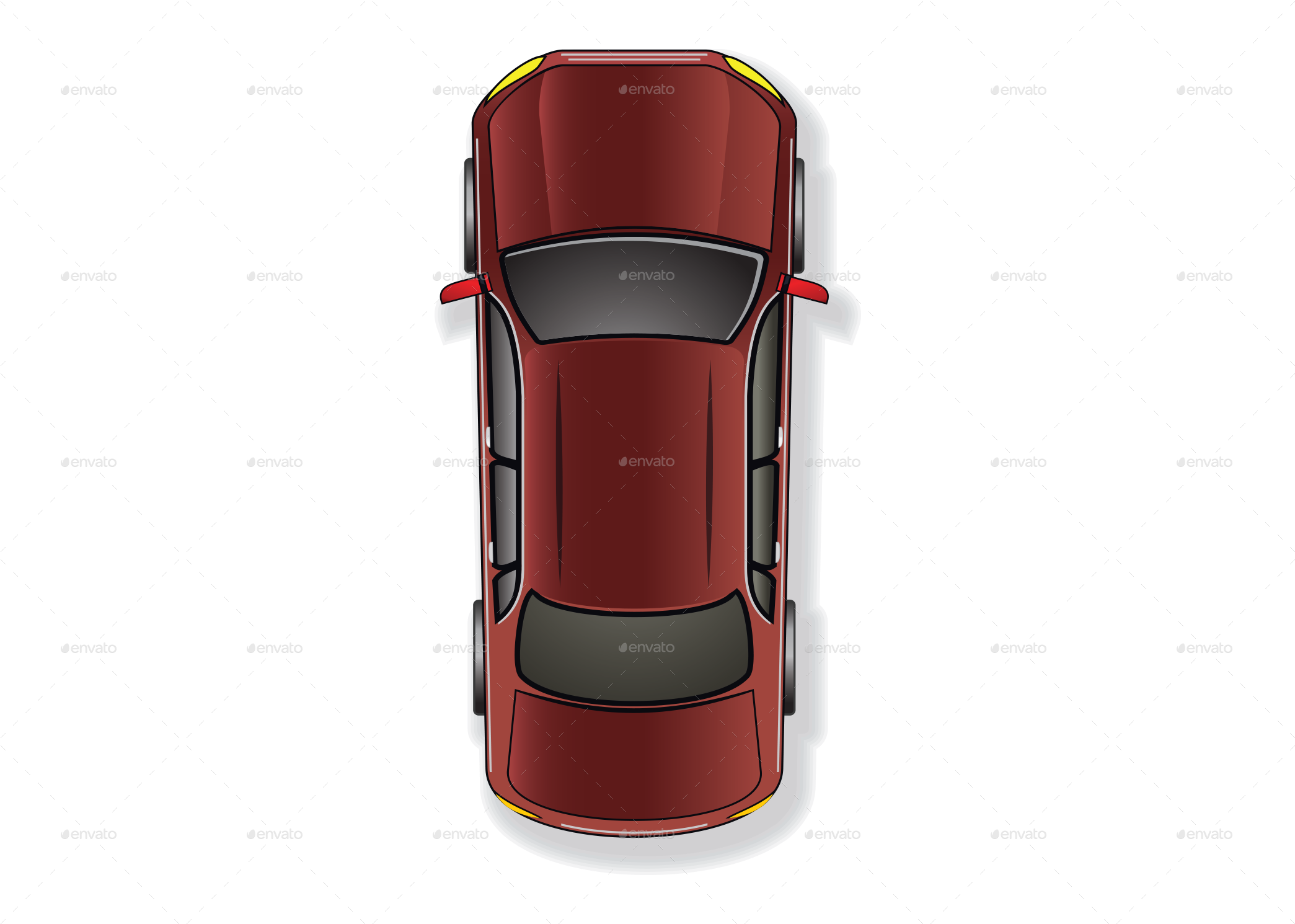A Top View Of A Red Car