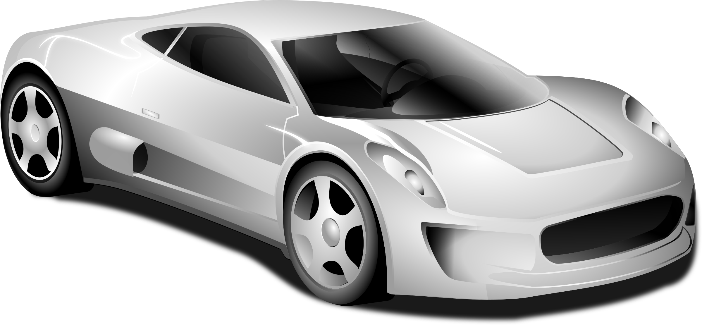 A White Car With A Black Background