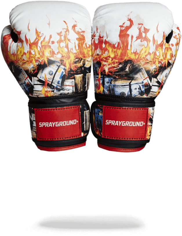A Pair Of Boxing Gloves With Flames On Them