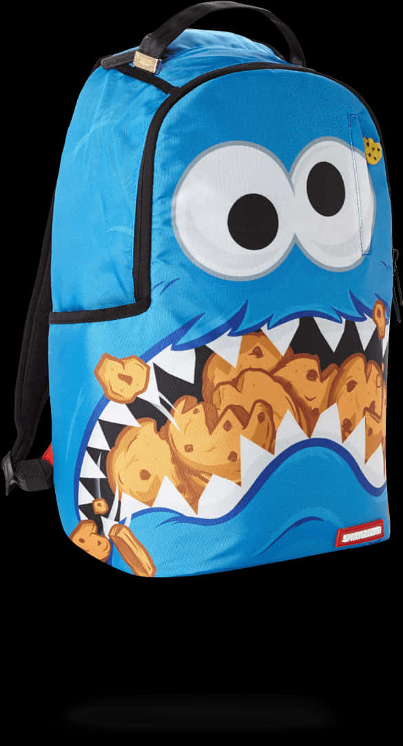A Blue Backpack With A Cartoon Character On It