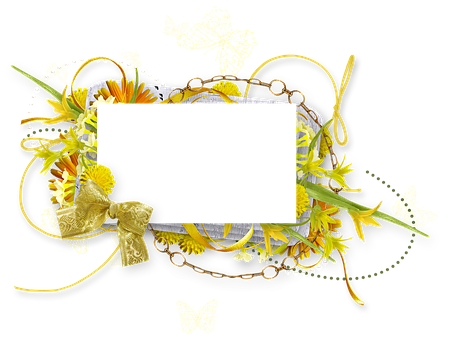 A Rectangular Frame With Flowers And Butterflies