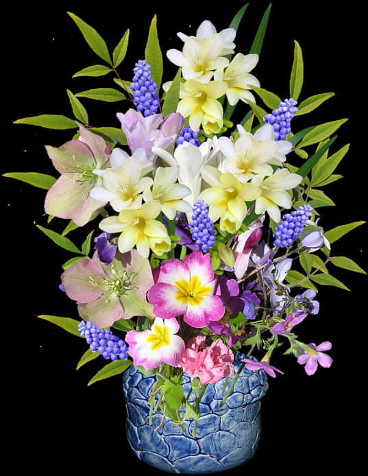 Spring Flowers Pottery Vase