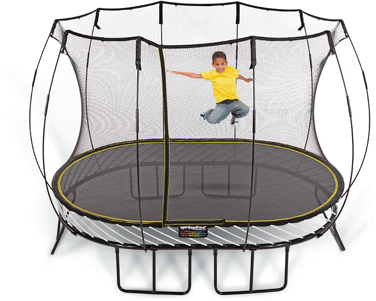 A Boy Jumping On A Trampoline