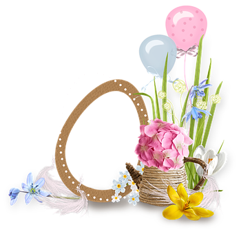 A Frame With Flowers And Balloons