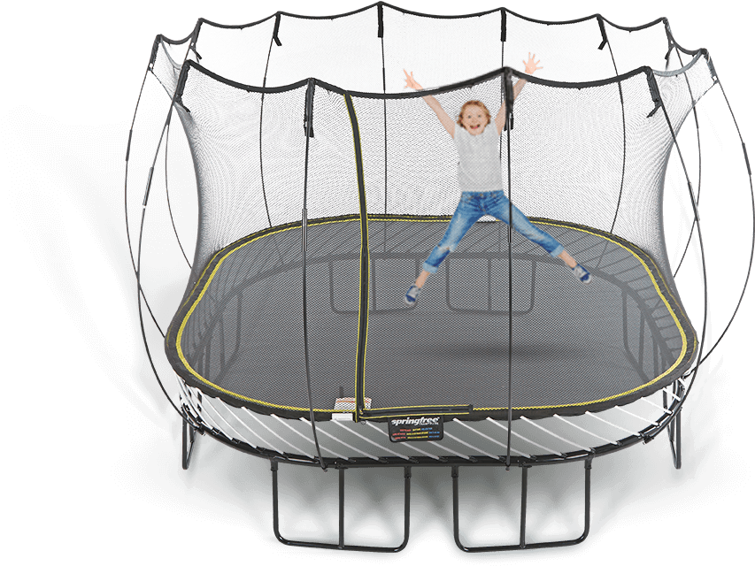 A Child Jumping On A Trampoline