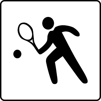 A Black And White Pictogram Of A Tennis Player