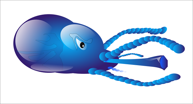 A Blue Octopus With A Cartoon Face