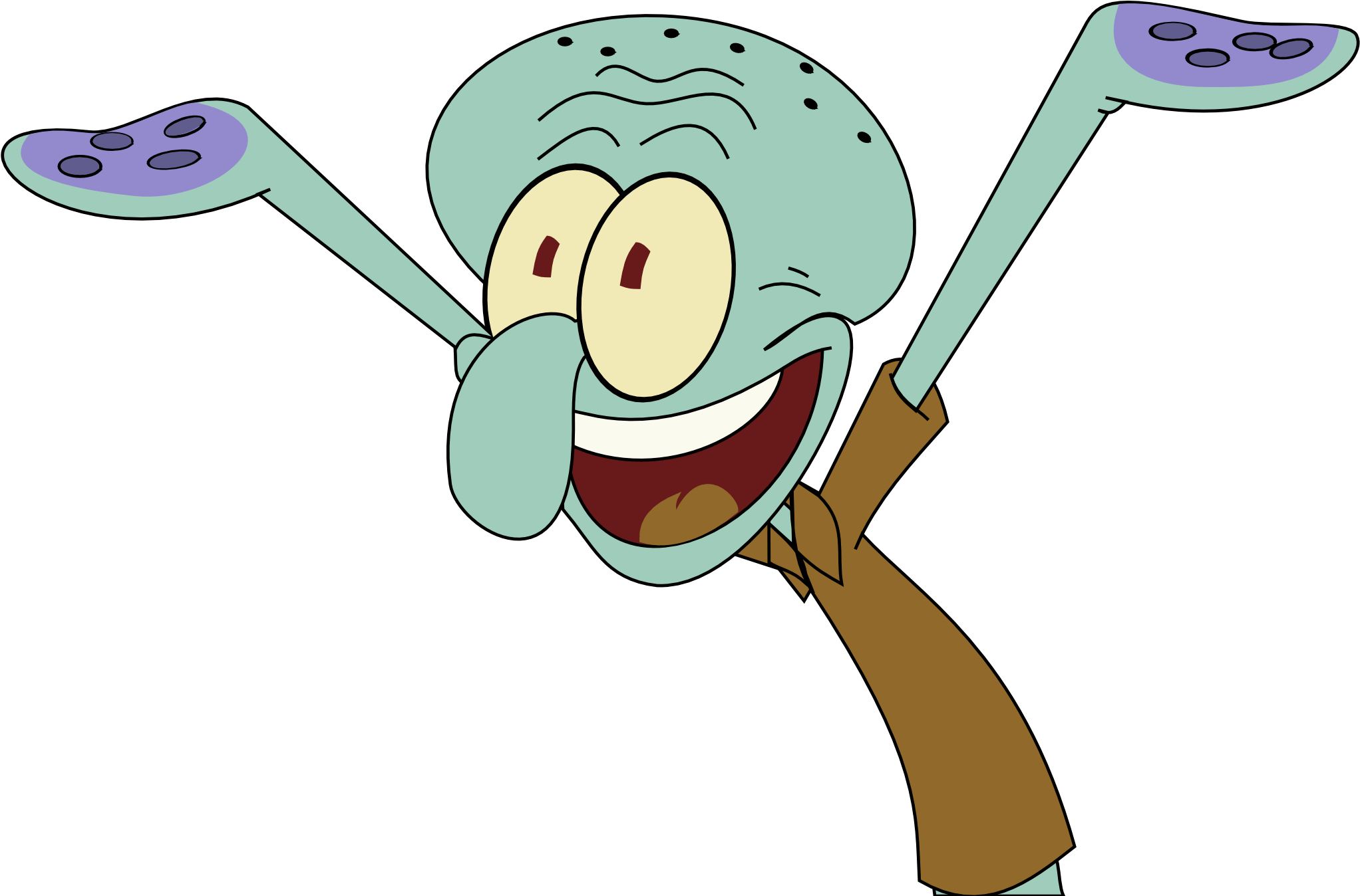 Cartoon Squidward Tentacles With Arms Up