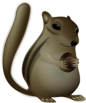 A Cartoon Of A Chipmunk Holding A Round Object