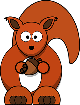 A Cartoon Squirrel Holding A Nut