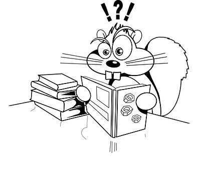 A Cartoon Squirrel Reading A Book